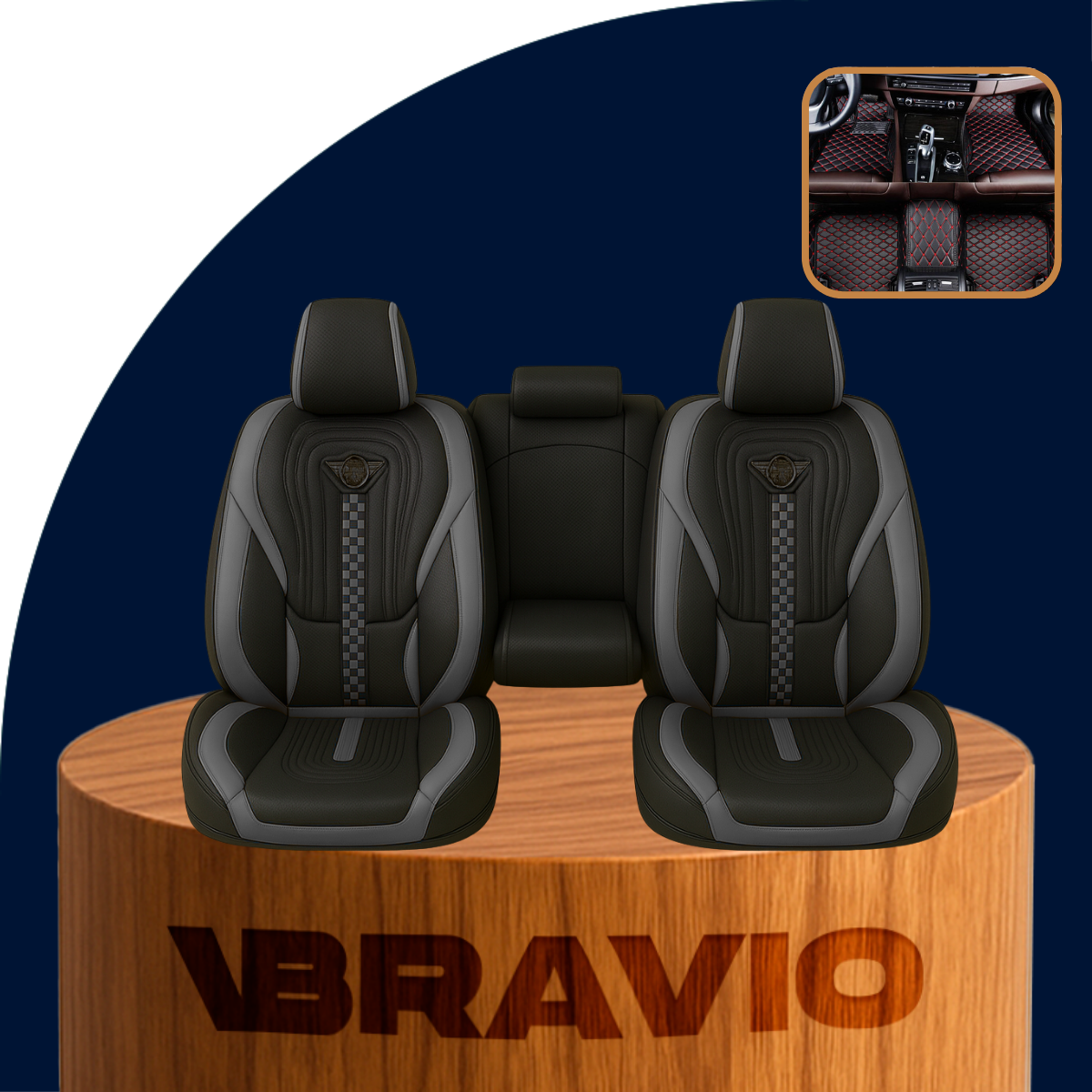 Funda para Asiento de Auto Deluxe en Cuero Legítimo Universal +REGALO: Alfombra Completa