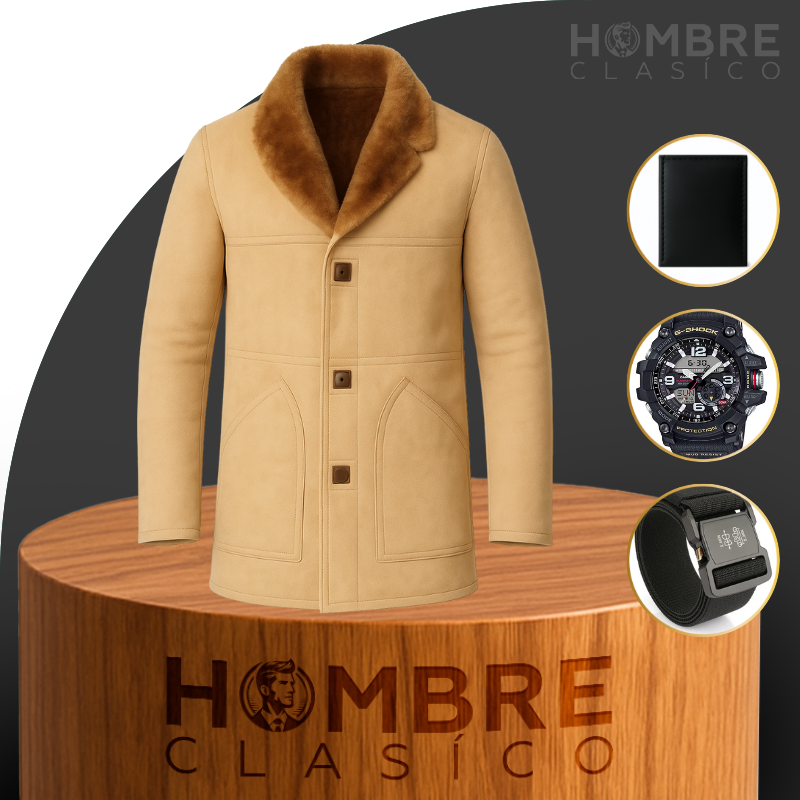 Kit Campera de Hombre Nexo en Cuero Legítimo con Forro Interior +REGALO: Reloj, Cinturón y Billetera
