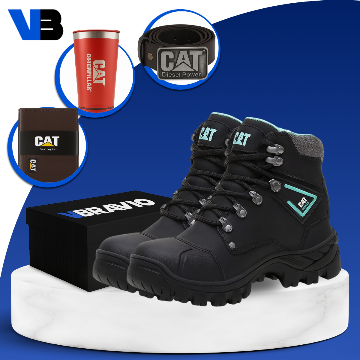 Kit Botín Masculino en Cuero Legítimo y Plantilla Ortopédica +3 REGALOS: Vaso, Cinturón y Billetera