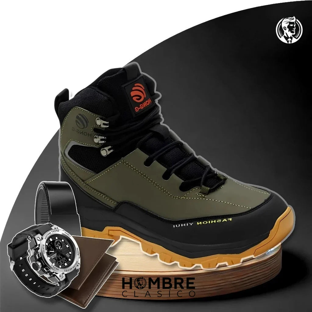 Kit Bota Masculina Safety en 100% Cuero Legítimo (Impermeable y Antideslizante) + 3 REGALOS Limitados
