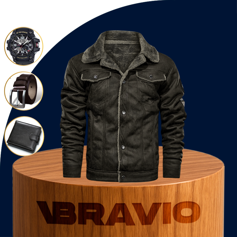 Campera de Hombre Falcon en Cuero Legítimo +3 REGALOS: Cinturón, Reloj y Billetera