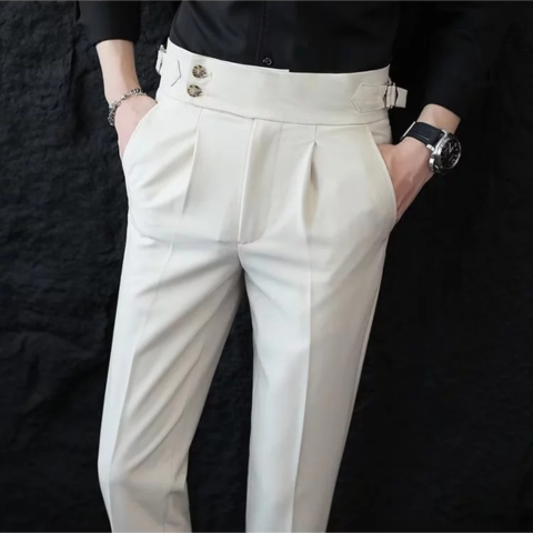 [Llevá 3 Pagá 2] Pantalones de Hombre Domani en Tejido de Seda Color Hielo y Poliéster (¡Estilo Marcado y Auténtico!)