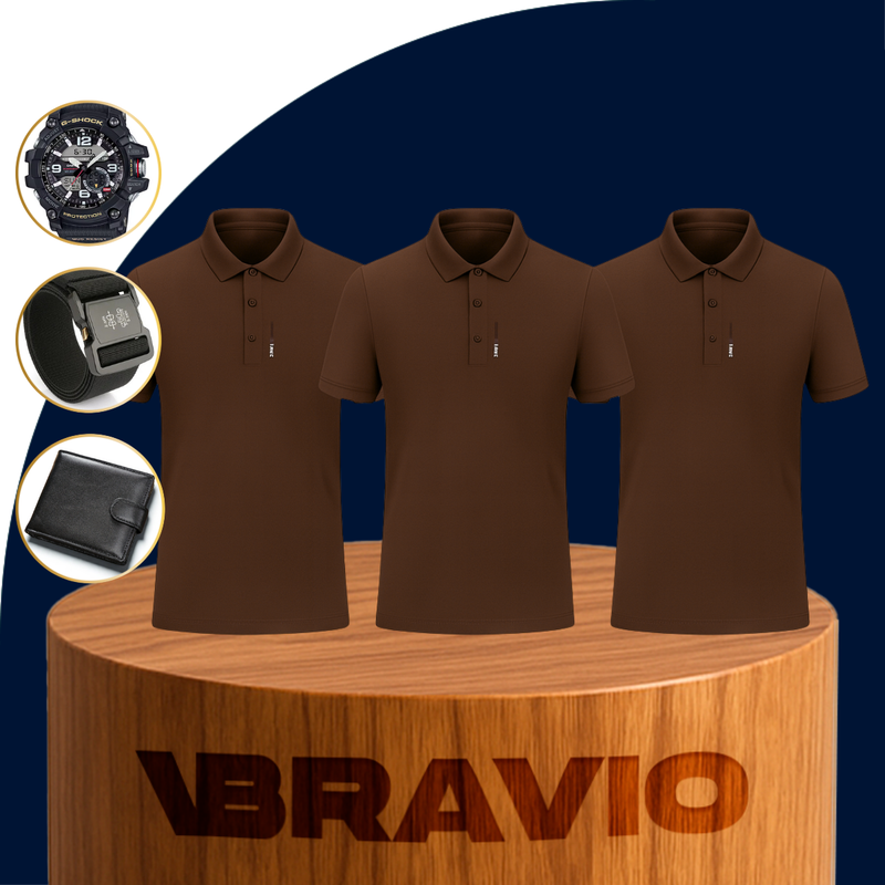 [Llevá 3 Pagá 2] Camisa Polo de Hombre en Algodón y Poliéster +REGALOS: Reloj, Cinturón y Billetera
