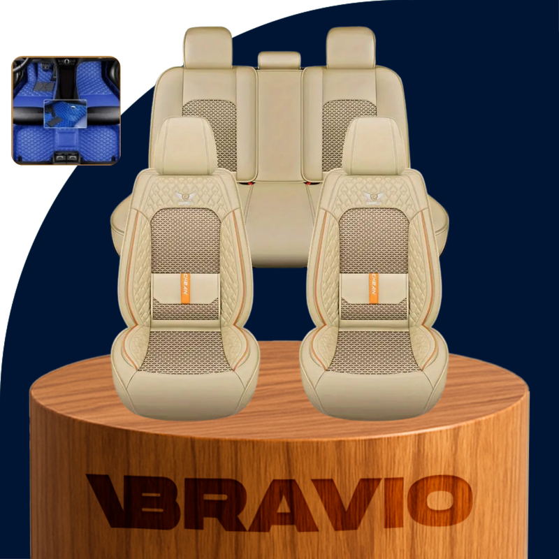Funda para Asiento de Auto Revok en Cuero Legítimo con Airbag Incorporado +REGALO: Alfombra Automotriz
