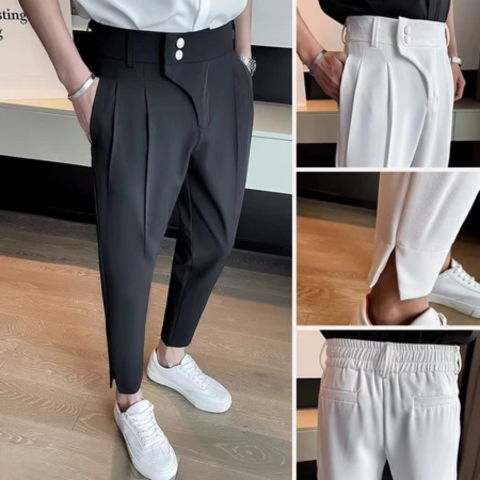 [Llevá 3 Pagá 2] Pantalones de Hombre Domani en Tejido de Seda Color Hielo y Poliéster (¡Estilo Marcado y Auténtico!)