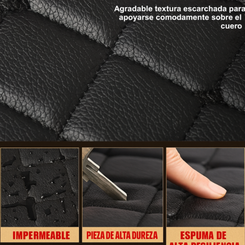Juego de 5 Alfombras Automotrices Racer en Cuero Legítimo (¡Calidad y Confort!) +REGALO: Mini Aspiradora
