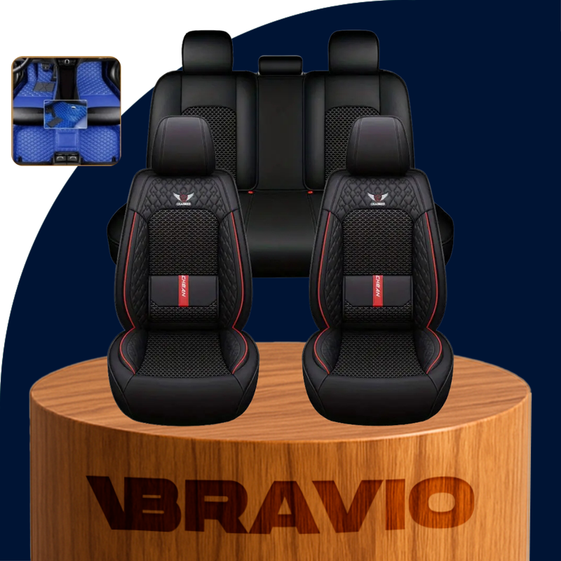 Funda para Asiento de Auto Revok en Cuero Legítimo con Airbag Incorporado +REGALO: Alfombra Automotriz