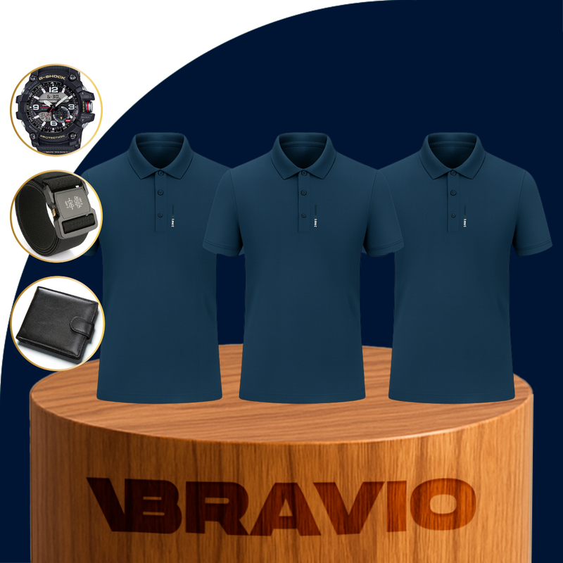 [Llevá 3 Pagá 2] Camisa Polo de Hombre en Algodón y Poliéster +REGALOS: Reloj, Cinturón y Billetera