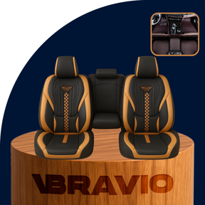 Funda para Asiento de Auto Deluxe en Cuero Legítimo Universal +REGALO: Alfombra Completa