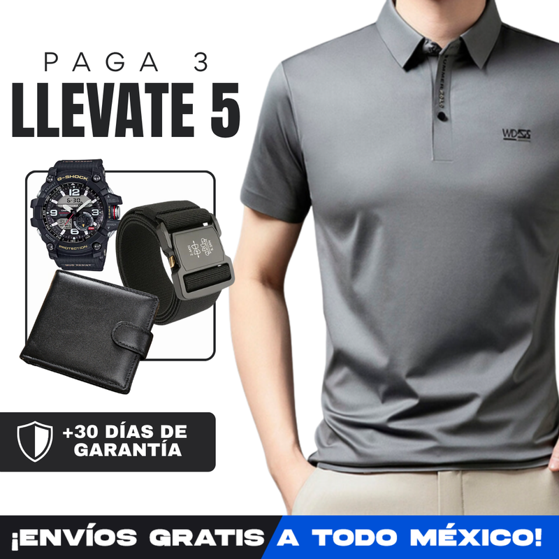 [Llevá 5, Pagá 3] Camisa Polo de Hombre Lanux en Algodón y Poliéster +REGALOS: Reloj, Cinturón y Billetera