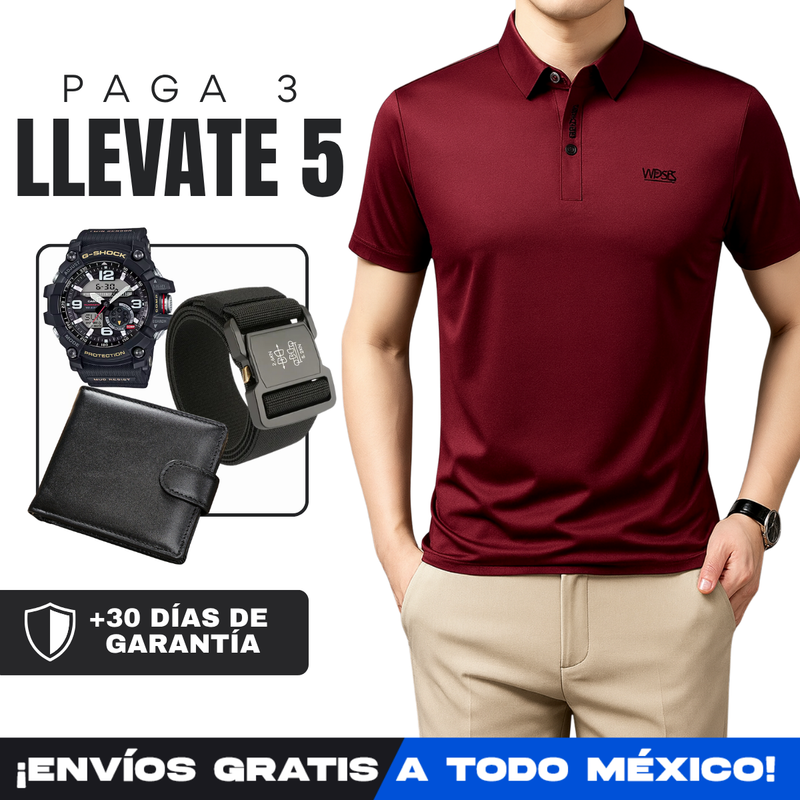 [Llevá 5, Pagá 3] Camisa Polo de Hombre Lanux en Algodón y Poliéster +REGALOS: Reloj, Cinturón y Billetera