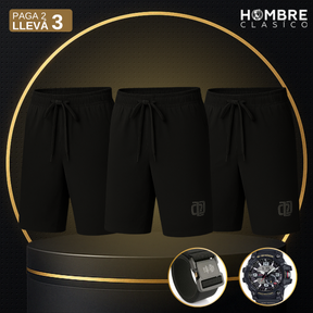 [Llevá 3 y Pagá 2] Shorts Masculinos en Seda Hielo y Poliéster (¡Estilo Implacable!) +2 REGALOS: Reloj y Cinturón