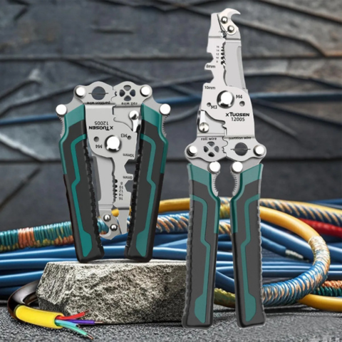 [Llevá 2 Pagá 1] Alicate Multifuncional Plegable de Acero Inoxidable con Mango Engomado +REGALO: Alicate para Corte de Cables