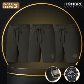 [Llevá 3 y Pagá 2] Shorts Masculinos en Seda Hielo y Poliéster (¡Estilo Implacable!) +2 REGALOS: Reloj y Cinturón
