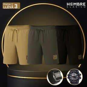 [Llevá 3 y Pagá 2] Shorts Masculinos en Seda Hielo y Poliéster (¡Estilo Implacable!) +2 REGALOS: Reloj y Cinturón