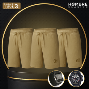 [Llevá 3 y Pagá 2] Shorts Masculinos en Seda Hielo y Poliéster (¡Estilo Implacable!) +2 REGALOS: Reloj y Cinturón