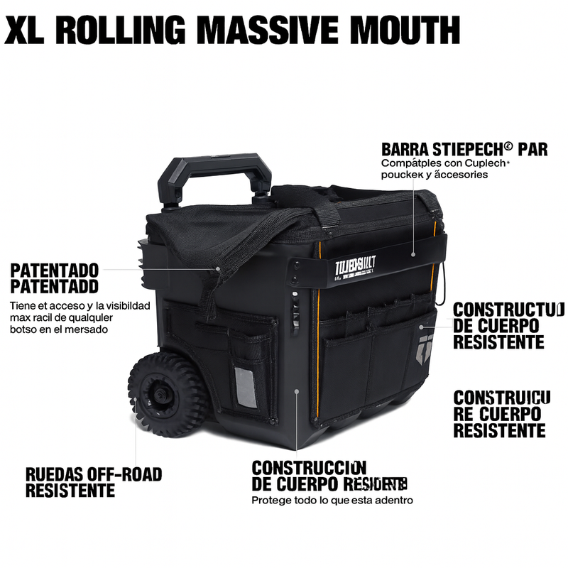 [Llevá 2 Pagá 1] Bolsa de Herramientas en Tela Oxford con Revestimiento ABS con Varios Bolsillos y Rueditas +REGALO: Kit de Herramientas