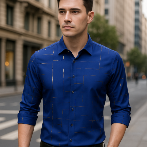 [PAGÁ 3 LLEVÁ 5] Camisa de Manga Larga Casual European en Seda Color Hielo y Poliéster + REGALOS: Cinturón, Billetera y Reloj
