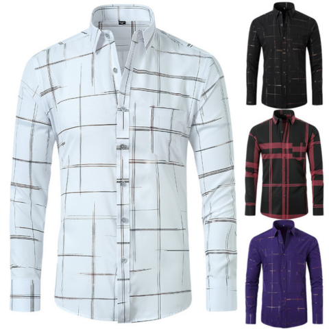 [PAGÁ 3 LLEVÁ 5] Camisa de Manga Larga Casual European en Seda Color Hielo y Poliéster + REGALOS: Cinturón, Billetera y Reloj