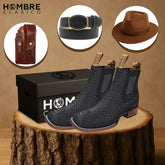 Kit Bota Llanero de Cuero Auténtico con Suela Antideslizante +3 REGALOS: Sombrero, Vaina y Cinturón de Cuero