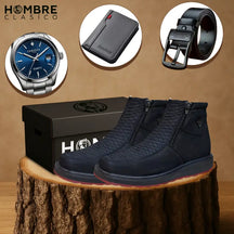 Kit Bota Venturo de Cuero Auténtico con Suela Antideslizante +3 REGALOS: Cinturón, Reloj y Billetera de Cuero.
