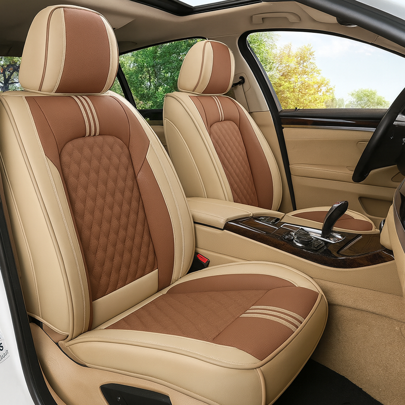 Funda para Asiento de Auto Universal Autra en Cuero Legítimo +REGALO: Juego Completo de Alfombras