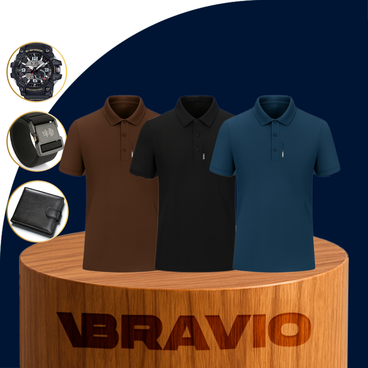 [Llevá 3 Pagá 2] Camisa Polo de Hombre en Algodón y Poliéster +REGALOS: Reloj, Cinturón y Billetera