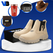 Kit Bota de Hombre Adventure en Cuero Legítimo con Plantilla Ortopédica +4 REGALOS: Sombrero, Cinturón, Billetera y Vaso Térmico