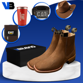Kit Bota Masculina en Cuero Legítimo y Plantilla Ortopédica + 4 REGALOS: Vaso, Billetera, Cinturón y Sombrero