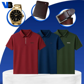 [Llevá 3, Pagá 2] Camisa Polo de Hombre Lanux en Algodón y Poliéster +REGALOS: Reloj, Cinturón y Billetera