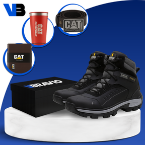 Kit Bota Masculina en Cuero Legítimo, Punta de Acero y Plantilla Ortopédica +3 REGALOS: Reloj, Cinturón y Billetera